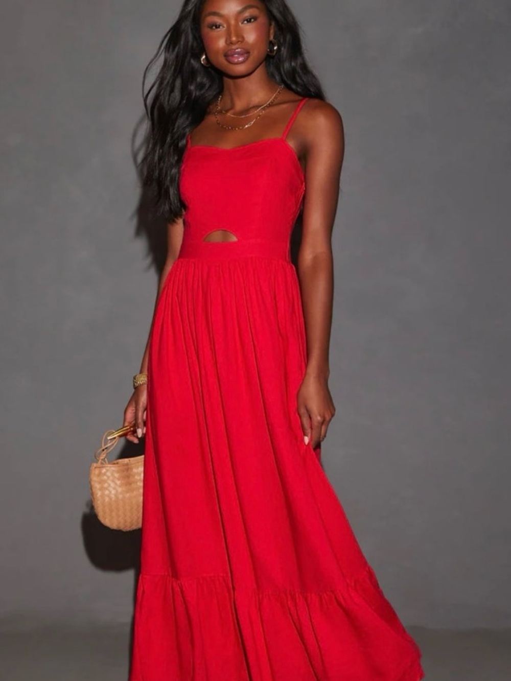 Vici Red Maxi Dress with Spaghetti Straps - Picture 2 of 13